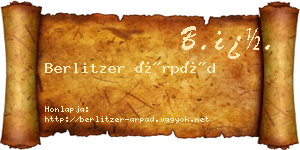 Berlitzer Árpád névjegykártya